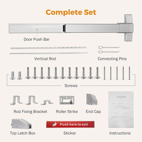 BEAMNOVA 26.7in Metallic + 26.7in Black Vertical Rod Door Panic Bar Exit Device Commercial Door Push Lock Set in Saudi Arabia