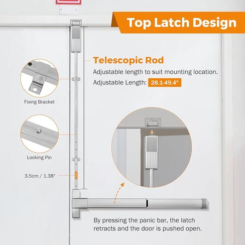 BEAMNOVA 26.7in Metallic + 26.7in Black Vertical Rod Door Panic Bar Exit Device Commercial Door Push Lock Set in Saudi Arabia