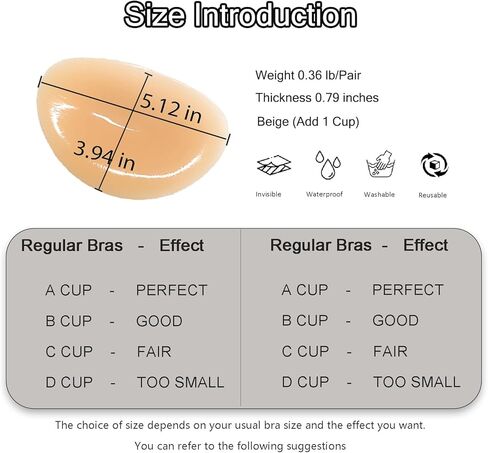 إدراج حمالة الصدرية السيليكون اللزجة - منصات الضغط اللاصقة القابلة لإعادة الاستخدام ، حشو الثدي غير الملحوم إدراج محسن حمالة الصدر ، حشو السيليكون للحمالات ، البيكينيات ، ملابس السباحة ، البيج ، زوج واحد in Kuwait