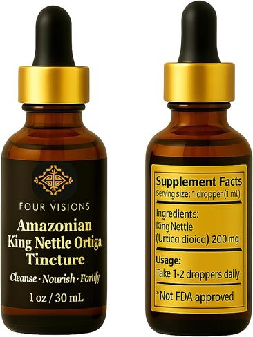 Four Visions Stinging Nettle Tincture (King Nettle) – Organic Liquid Herbal Supplement for Immune Support, Prostate Health, Hormone Balance & Daily Detox – Ortiga Verde Orgánica – 1 oz in Saudi Arabia