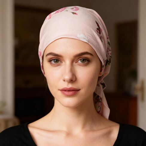 4Pcs Chemo Headwear for Women Pre Tied Turbans Cotton Head Scarf Breast Cancer Hat Gifts for Cancer Patients in Saudi Arabia