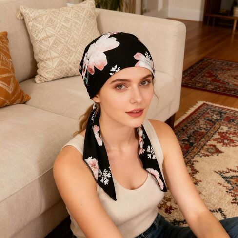 4Pcs Chemo Headwear for Women Pre Tied Turbans Cotton Head Scarf Breast Cancer Hat Gifts for Cancer Patients in Saudi Arabia