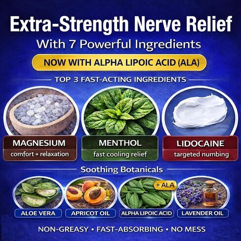 Neuropathy Nerve Relief Cream – Extra Large 8 oz – Maximum Strength for Feet Hands Legs Toes Back – Natural Ingredients Arnica Aloe Vera MSM Vitamins – Fast-Acting Soothing Relief – Super Value 8 oz in Kuwait