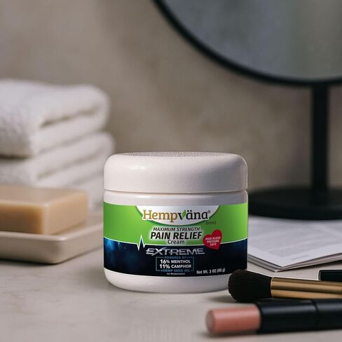 كريم هيمبفانا الشديد لتخفيف الآلام، كما رأينا على شاشة التلفزيون، تخفيف مكثف مدعوم بأقصى قدر من القوة 16% المنثول و11% الكافور، وزيت بذور القنب من أجل عدم الراحة السريعة للعضلات والمفاصل والظهر، صنع في الولايات المتحدة الأمريكية in Kuwait