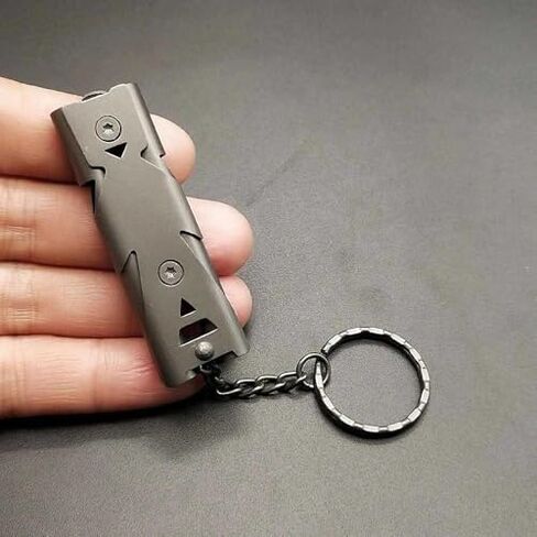 1Pc High End Stainless Steel Double Tube Explosive Whistle Gray Dual Band Whistle Can Be Used As A Keychain Party Gift 11X2.5cm in Saudi Arabia