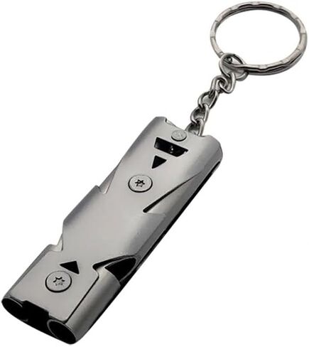 1Pc High End Stainless Steel Double Tube Explosive Whistle Gray Dual Band Whistle Can Be Used As A Keychain Party Gift 11X2.5cm in Saudi Arabia