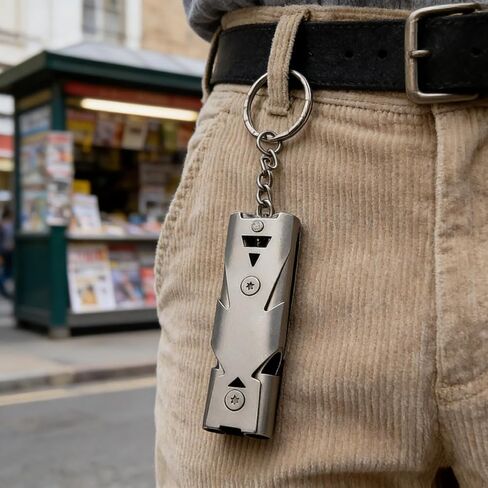 1Pc High End Stainless Steel Double Tube Explosive Whistle Gray Dual Band Whistle Can Be Used As A Keychain Party Gift 11X2.5cm in Saudi Arabia
