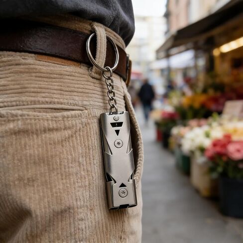 1Pc High End Stainless Steel Double Tube Explosive Whistle Gray Dual Band Whistle Can Be Used As A Keychain Party Gift 11X2.5cm in Saudi Arabia