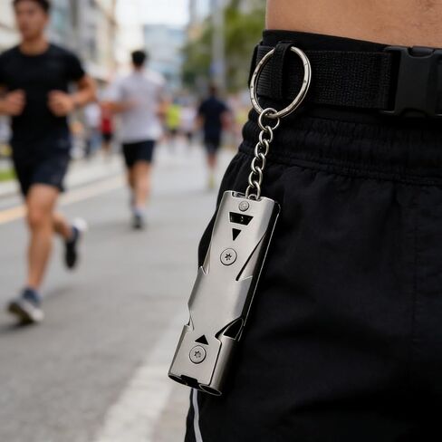 1Pc High End Stainless Steel Double Tube Explosive Whistle Gray Dual Band Whistle Can Be Used As A Keychain Party Gift 11X2.5cm in Saudi Arabia