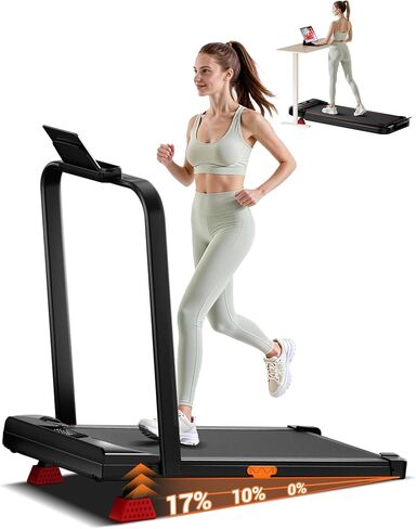 CURSOR FITNESS 15% Walking Pad Treadmill with Incline 0.6-6.2MPH Foldable Quiet Walking Pad for Home Small 2.5HP Under Desk Compact Treadmill with 300LBS Capacity in Kuwait