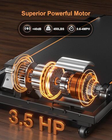 جهاز سير للمشي مع انحدار تلقائي بنسبة 15% و12 مستوى، جهاز مشي تحت المكتب للمنزل بسعة 450 رطل، وسادة مشي مع ميل، شاشة RGB UI، مكبر صوت بلوتوث وتطبيق، أجهزة مشي مكتبية هادئة بقوة 3.5 حصان in Kuwait