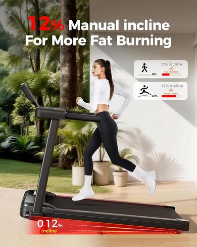 جهاز مشي قابل للطي للمنزل صغير مع ميل - جهاز مشي هادئ بقوة 3.0 حصان مع مقابض، سعة 300 رطل، جهاز مشي محمول 3 في 1 للمكتب المنزلي للجري والركض والمشي in Kuwait