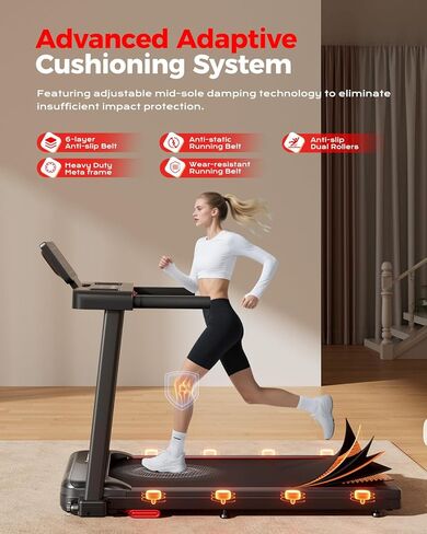 جهاز مشي قابل للطي للمنزل صغير مع ميل - جهاز مشي هادئ بقوة 3.0 حصان مع مقابض، سعة 300 رطل، جهاز مشي محمول 3 في 1 للمكتب المنزلي للجري والركض والمشي in Kuwait