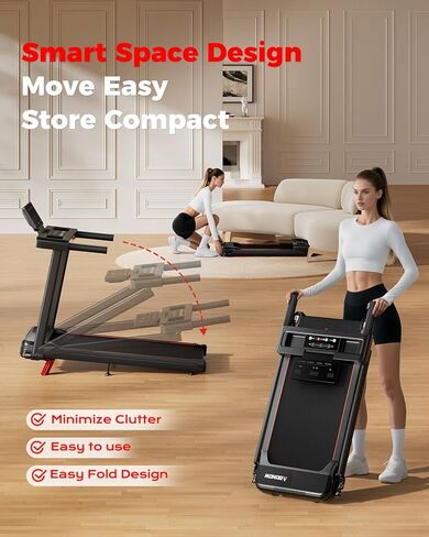 جهاز مشي قابل للطي للمنزل صغير مع ميل - جهاز مشي هادئ بقوة 3.0 حصان مع مقابض، سعة 300 رطل، جهاز مشي محمول 3 في 1 للمكتب المنزلي للجري والركض والمشي in Kuwait