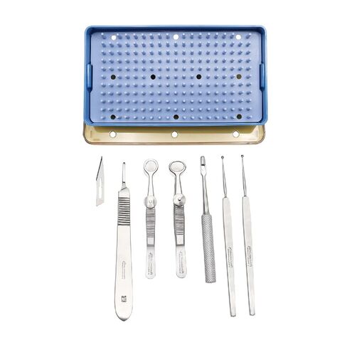 Stellmacher Ophthalmic Chalazion Management Kit, 8-Piece Reusable German Stainless Steel Instrument Set with Sterilization Tray (8 Pcs) in Kuwait
