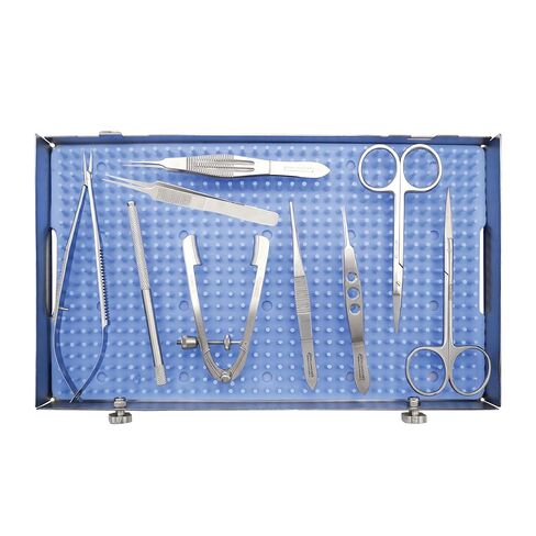 Stellmacher Pterygium Ophthalmic Kit, 10-Piece Reusable Stainless Steel Instruments with Sterilization Tray for Eye Care Procedures (10 Pcs) in Kuwait