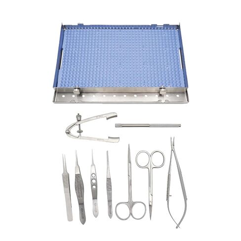 Stellmacher Pterygium Ophthalmic Kit, 10-Piece Reusable Stainless Steel Instruments with Sterilization Tray for Eye Care Procedures (10 Pcs) in Kuwait