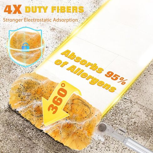 6 ft Extendable Duster Handle with 20 Pcs, 360° Heavy Duty Duster Refills Kit for Swiffer, 4X Electrostatic Microfiber for Cleaning Home, Effortlessly Reach Ceilings, Fans & Hard-to-Reach Areas in Saudi Arabia
