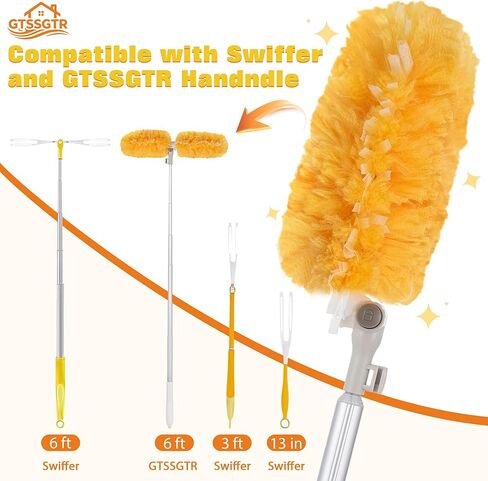 6 ft Extendable Duster Handle with 20 Pcs, 360° Heavy Duty Duster Refills Kit for Swiffer, 4X Electrostatic Microfiber for Cleaning Home, Effortlessly Reach Ceilings, Fans & Hard-to-Reach Areas in Saudi Arabia