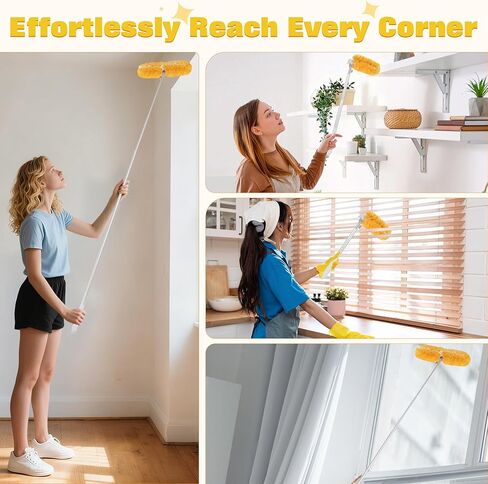 6 ft Extendable Duster Handle with 20 Pcs, 360° Heavy Duty Duster Refills Kit for Swiffer, 4X Electrostatic Microfiber for Cleaning Home, Effortlessly Reach Ceilings, Fans & Hard-to-Reach Areas in Saudi Arabia