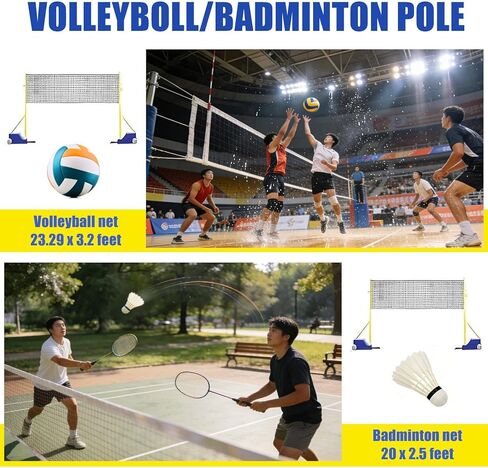 Volleyball Poles for Backyard, Heavy Duty Volleyball Poles with Nets with 5ft-6.8ft Adjustable Heights, Indoor& Outdoor Volleyball Nets Poles with Stable Base for Adults Youth ﻿School in Saudi Arabia