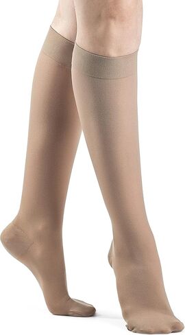 DYNAVEN by Sigvaris Women's Compression Calf-High Socks 20-30mmHg Weight - Closed Toe Design for Everyday Support - Small Long - Light Beige in Kuwait