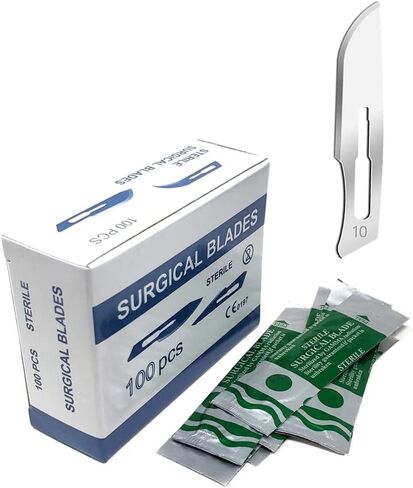 100 Pcs Box of Sterile Carbon Steel Blades #10 Comes in Individually Wrapped Packing for Multipurpose Use - Cutting, Sculpting, Repairing in Saudi Arabia