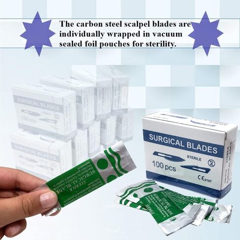 100 Pcs Box of Sterile Carbon Steel Blades #10 Comes in Individually Wrapped Packing for Multipurpose Use - Cutting, Sculpting, Repairing in Saudi Arabia