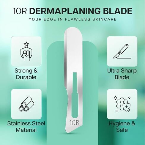 10R Dermaplaning Blades 100 Pack– Sterile Stainless Steel Scalpel Blade #10R – Scalpel Blades for Dermaplane Facial, Dermaplaning for Women & Men | Beauty Tools for Estheticians | Individually Wrapped in Saudi Arabia