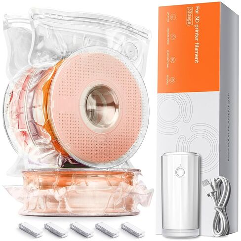 Filament Storage Bags with Auto Pump - Upgraded 30 Extra Large Filament Bags (14.9 * 13 inch) Plus 30 Desiccants and 5 Clips - Extra Large Filament Vacuum Bags Designed for Bambulab Reusable Spool in Saudi Arabia
