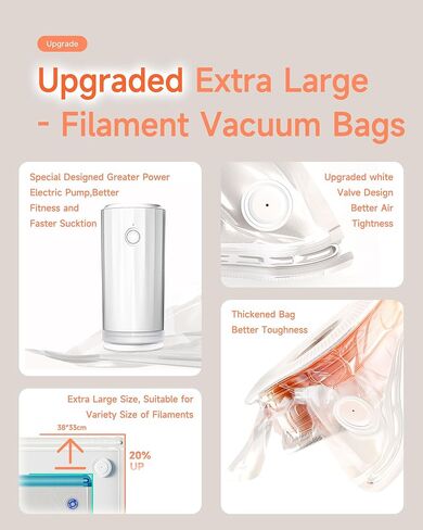 Filament Storage Bags with Auto Pump - Upgraded 30 Extra Large Filament Bags (14.9 * 13 inch) Plus 30 Desiccants and 5 Clips - Extra Large Filament Vacuum Bags Designed for Bambulab Reusable Spool in Saudi Arabia