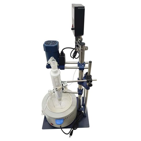 5L Glass Reactor, Lab Single-Layer Chemical Reaction Vessel with Digital Display, Jacketed Reactor for Reaction Distillation, Adjustable Speed 0-600 RPM, Withstand -120℃ to 300℃ in Kuwait