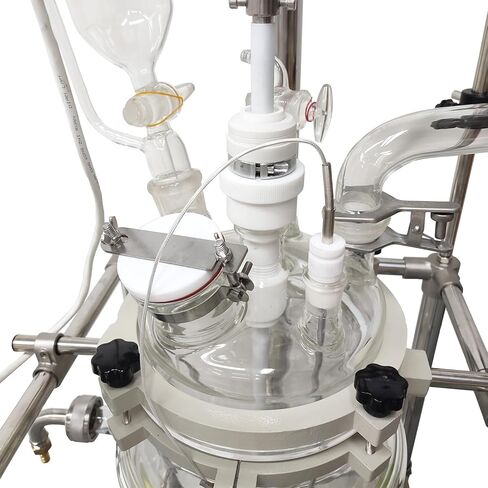 20L Jacketed Reactor Vessel - Double-Layer High Borosilicate Glass, Digital Temperature Control, 110V 120W, Ideal for Lab Chemistry Reactions, PTFE Sealing, Stainless Steel Frame in Kuwait