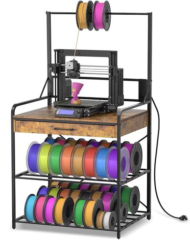 3D Printer Stand with Filament Storage – Heavy Duty Metal 3D Printer Table with Drawer and Power Hub for Workshop, Studio, and Office in Saudi Arabia