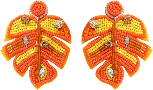 أقراط أوراق النخيل الخضراء للنساء ، وأوراق أوراق النبات البوهيمية المصنوعة يدويا in Kuwait