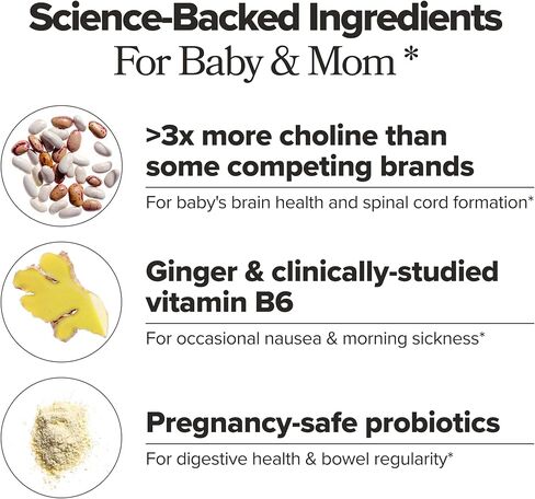 كبسولات O Positiv PREGGO لما قبل الولادة + بروبيوتيك متعددة الفيتامينات - تركيبة متقدمة قبل الولادة مع حمض الفوليك والكولين وأوميغا 3 والفيتامينات والمعادن والبروبيوتيك - 30 حصة in Kuwait