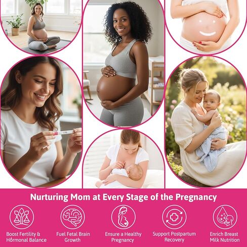 فيتامين ما قبل الولادة للنساء، علكات متعددة الفيتامينات 37 في 1 مع أوميغا 3 DHA، ميثيلفولات، الكولين، الحديد، فيتامين ب12، ب6، د3 ج، فيتامينات ما بعد الولادة تدعم الأم والطفل | قبل وأثناء وبعد الحمل، 60 قيراط in Kuwait
