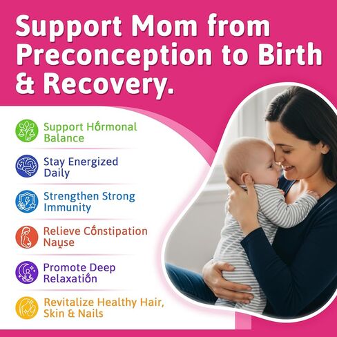 Prenatal Vitamin for Womem, 37-In-1 Multivitamin Gummies w/Omega-3 DHA, Methylfolate, Choline, Iron, Vitamin B12 B6 D3 C, Postnatal Vitamins Support Mom & Baby | Before, During & After Pregnancy, 60Ct in Saudi Arabia