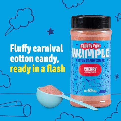 Wumple Red Cotton Candy Sugar - سكر الخيط المنكه لآلات حلوى القطن، مزيج رقيق جاهز للاستخدام - مثالي للحفلات والكرنفالات والمناسبات - عبوة من 1 (الكرز - 13.2 أونصة) in Kuwait