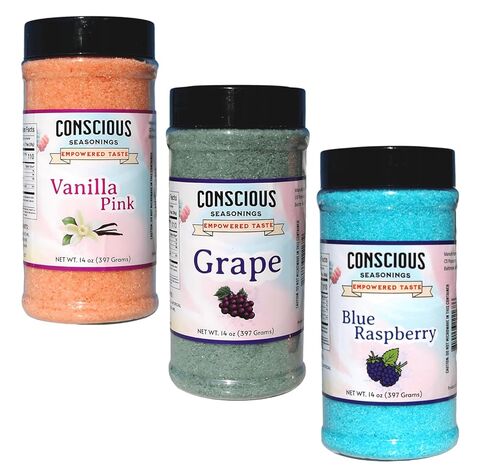 سكر بنكهة العنب والفانيليا الوردية والتوت الأزرق - 3 عبوات سعة 14 أونصة - 50 مخروط حلوى قطن - سكر حلوى قطن جاهز للاستخدام للحلويات الرقيقة والحلوة - مثالي للمنزل والمناسبات in Kuwait