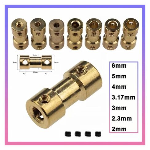 5Pcs D9xL20 Motor Shaft Coupling Brass Coupler Model for RC Boat Car Airplane(2mm-3.17mm) in Saudi Arabia