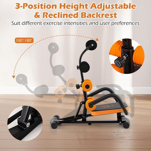 Goplus Ab Machine, Core Abdominal Trainer w/ 3-Position Adjustable Backrest, Foam Support, Ab Trainer Sit Up Bench Chair Ab Rocket Exercise Equipment for Home Gym Full-Body Workout in Saudi Arabia