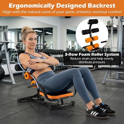 Goplus Ab Machine, Core Abdominal Trainer w/ 3-Position Adjustable Backrest, Foam Support, Ab Trainer Sit Up Bench Chair Ab Rocket Exercise Equipment for Home Gym Full-Body Workout in Saudi Arabia
