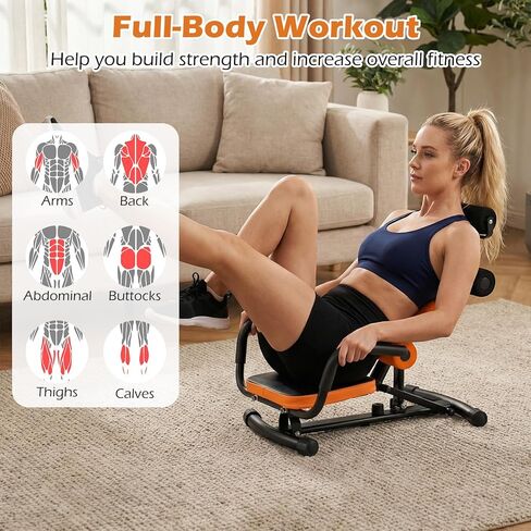 Goplus Ab Machine, Core Abdominal Trainer w/ 3-Position Adjustable Backrest, Foam Support, Ab Trainer Sit Up Bench Chair Ab Rocket Exercise Equipment for Home Gym Full-Body Workout in Saudi Arabia