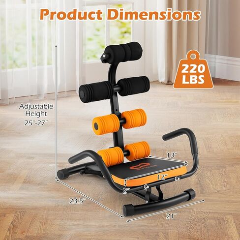Goplus Ab Machine, Core Abdominal Trainer w/ 3-Position Adjustable Backrest, Foam Support, Ab Trainer Sit Up Bench Chair Ab Rocket Exercise Equipment for Home Gym Full-Body Workout in Saudi Arabia