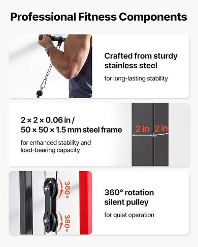 VEVOR LAT Pull Down Machine, 2-in-1 Row Cable Machine, Cable Machines Home Gym with Adjustable Seat&Height, 4-Level Adjustable Foam Roller, Load 500 lbs LAT Tower for Back, Chest, Tricep in Saudi Arabia