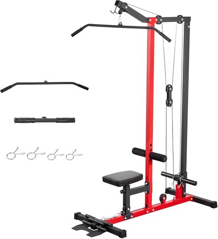 VEVOR LAT Pull Down Machine, 2-in-1 Row Cable Machine, Cable Machines Home Gym with Adjustable Seat&Height, 4-Level Adjustable Foam Roller, Load 500 lbs LAT Tower for Back, Chest, Tricep in Saudi Arabia