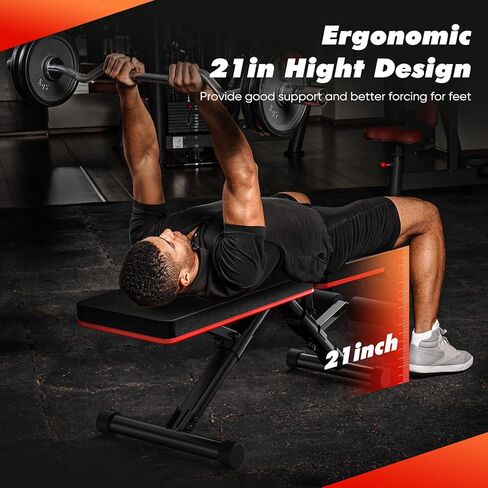 Adjustable Weight Bench for Home Gym, Foldable Incline Decline Sit-Up Bench Workout Equipment for Full Body Strength Training, 795LBS Capacity for Chest, Shoulders, Arms in Saudi Arabia