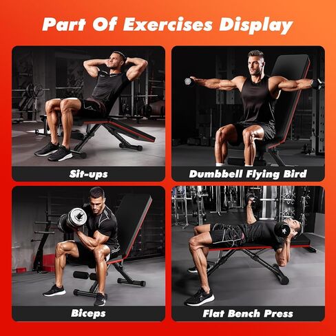 Adjustable Weight Bench for Home Gym, Foldable Incline Decline Sit-Up Bench Workout Equipment for Full Body Strength Training, 795LBS Capacity for Chest, Shoulders, Arms in Saudi Arabia