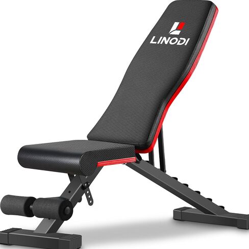 LINODI Adjustable Weight Bench for Home Gym，Foldable Incline Decline Flat Workout Bench for Full Body Strength Training, Dumbbell Press & Ab Exercises in Saudi Arabia